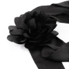 Black Fabric Rosette Long Scarf