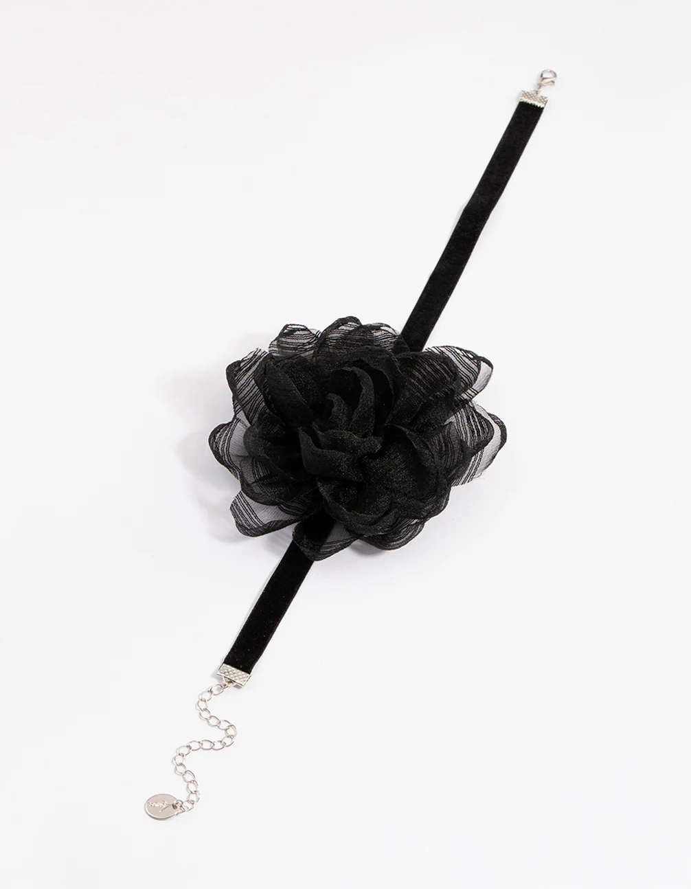 2319-black-fabric-small-rose-decor-choker-2.webp Black Fabric Small Rose Decor Choker