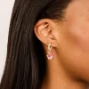 Gold Diamante Shrimp Open Huggie Earrings