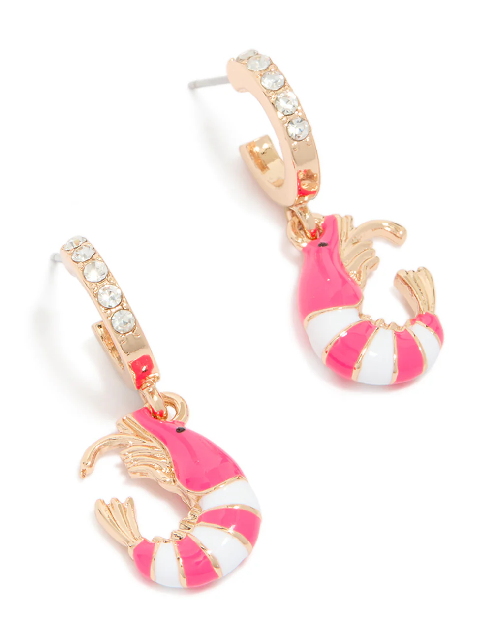 Gold Diamante Shrimp Open Huggie Earrings