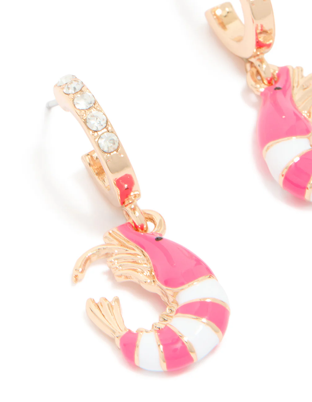 Gold Diamante Shrimp Open Huggie Earrings
