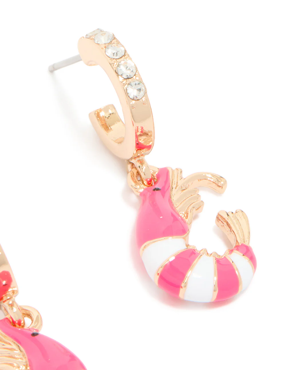 Gold Diamante Shrimp Open Huggie Earrings