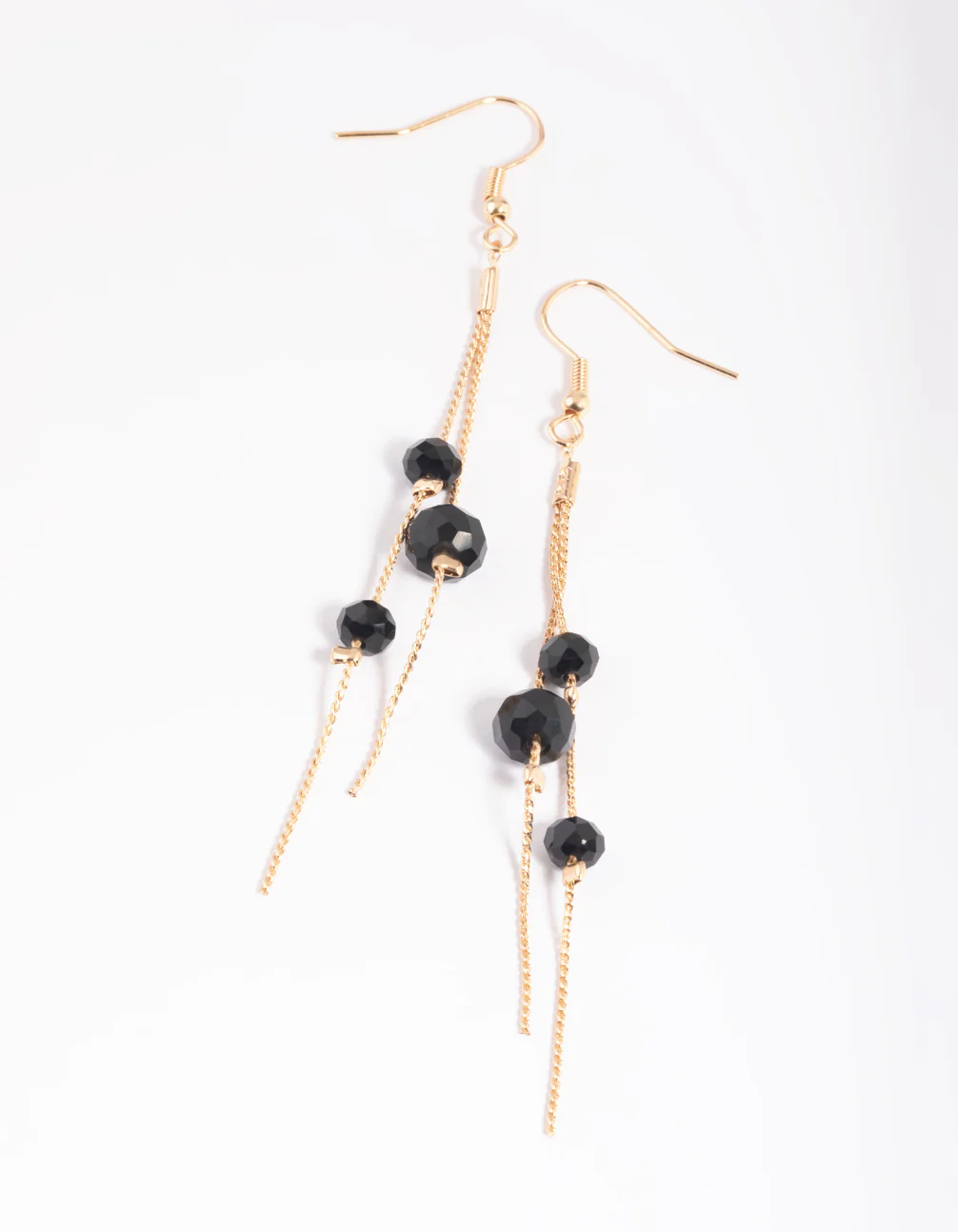 Black Facet Chain Drop Earrings