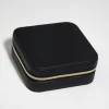 Black Faux Leather Compact Square Jewellery Box