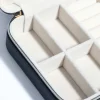 Black Faux Leather Compact Square Jewellery Box