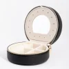 Black Faux Leather Mirror Travel Jewellery Box