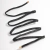 Black Faux Leather Wrap Ponytail Clip