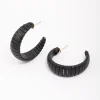 Black Faux Leather Wrapped Hoop Earrings