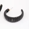 Black Faux Leather Wrapped Hoop Earrings