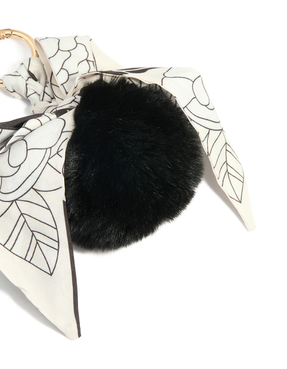 2350-black-fluffy-fabric-bow-scarf-key-chain-3.webp Black Fluffy & Fabric Bow Scarf Key Chain