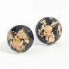 Black Gold Speck Circle Stud Earrings