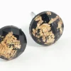 Black Gold Speck Circle Stud Earrings