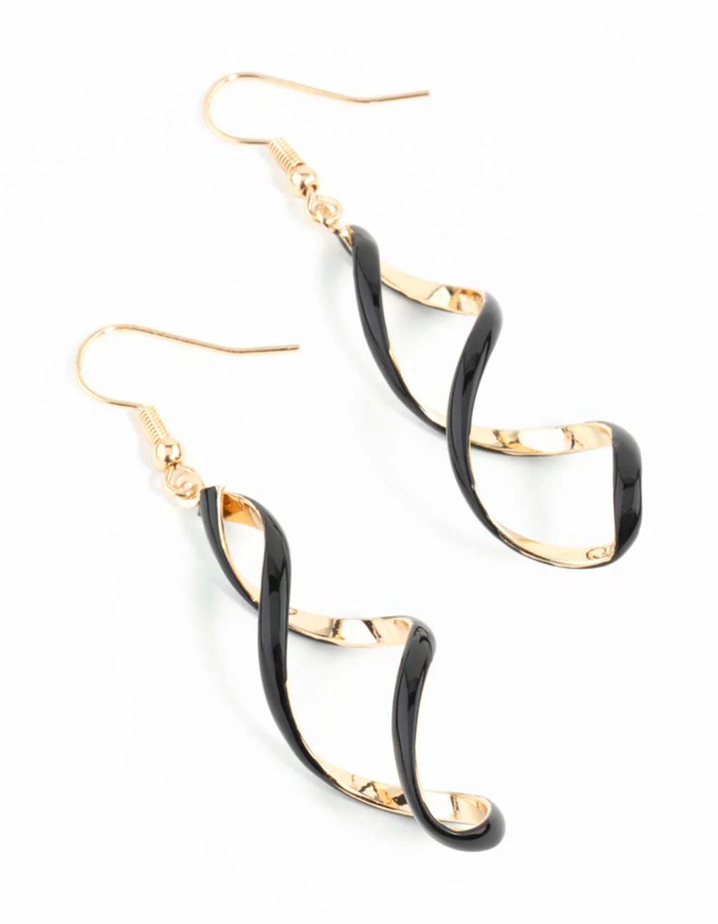 Black Gold Spiral Earrings