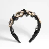 Black Lace & Flower Beaded Headband