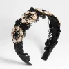 Black Lace & Flower Beaded Headband