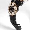 Black Lace & Flower Beaded Headband