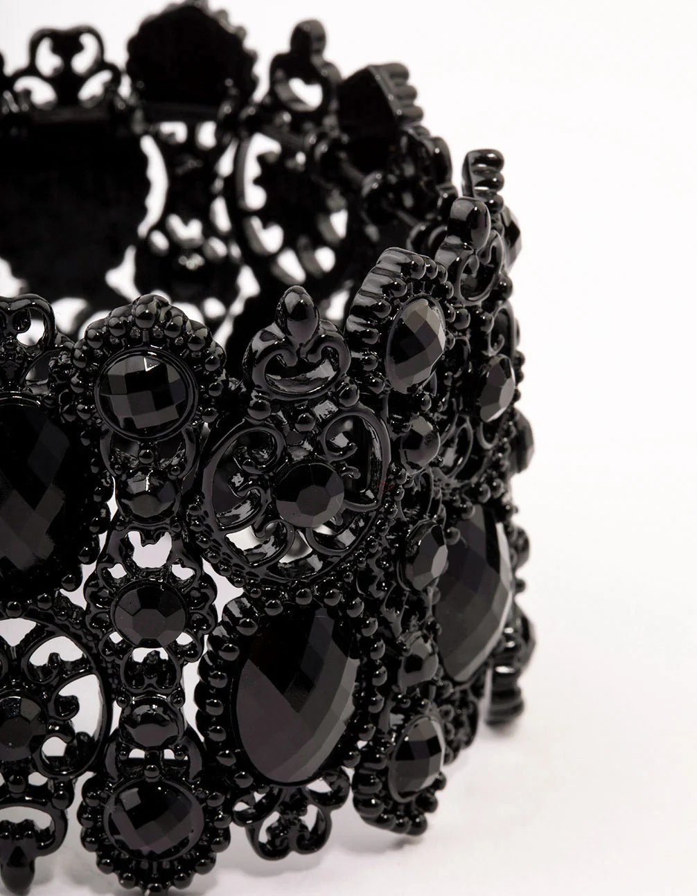 2388-black-lace-pattern-diamante-stretch-bracelet-2.webp Black Lace Pattern & Diamante Stretch Bracelet