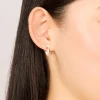 Gold Enamel Floral Thick Huggie Earrings