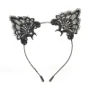 Black Lacy Fabric Cat Ears Headband