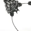 Black Lacy Fabric Cat Ears Headband