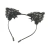 Black Lacy Fabric Cat Ears Headband