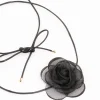 Black Mesh Corsage Thin Rope Choker