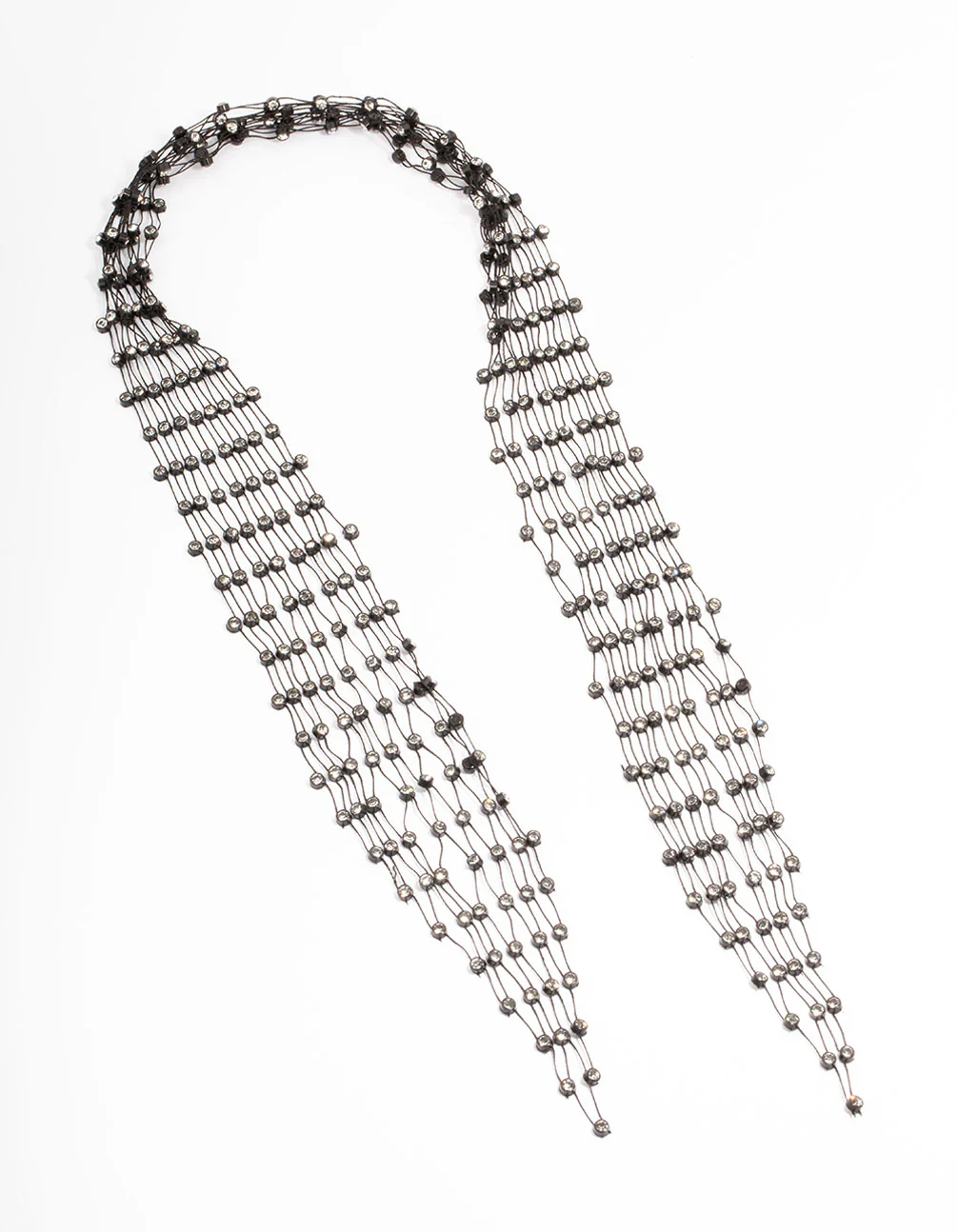 2401-black-mesh-stretch-diamante-scarf-necklace-3.webp Black Mesh Stretch Diamante Scarf Necklace