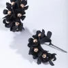 Black Mini Flower Cluster Hoop Earrings