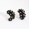 Black Mini Flower Cluster Hoop Earrings