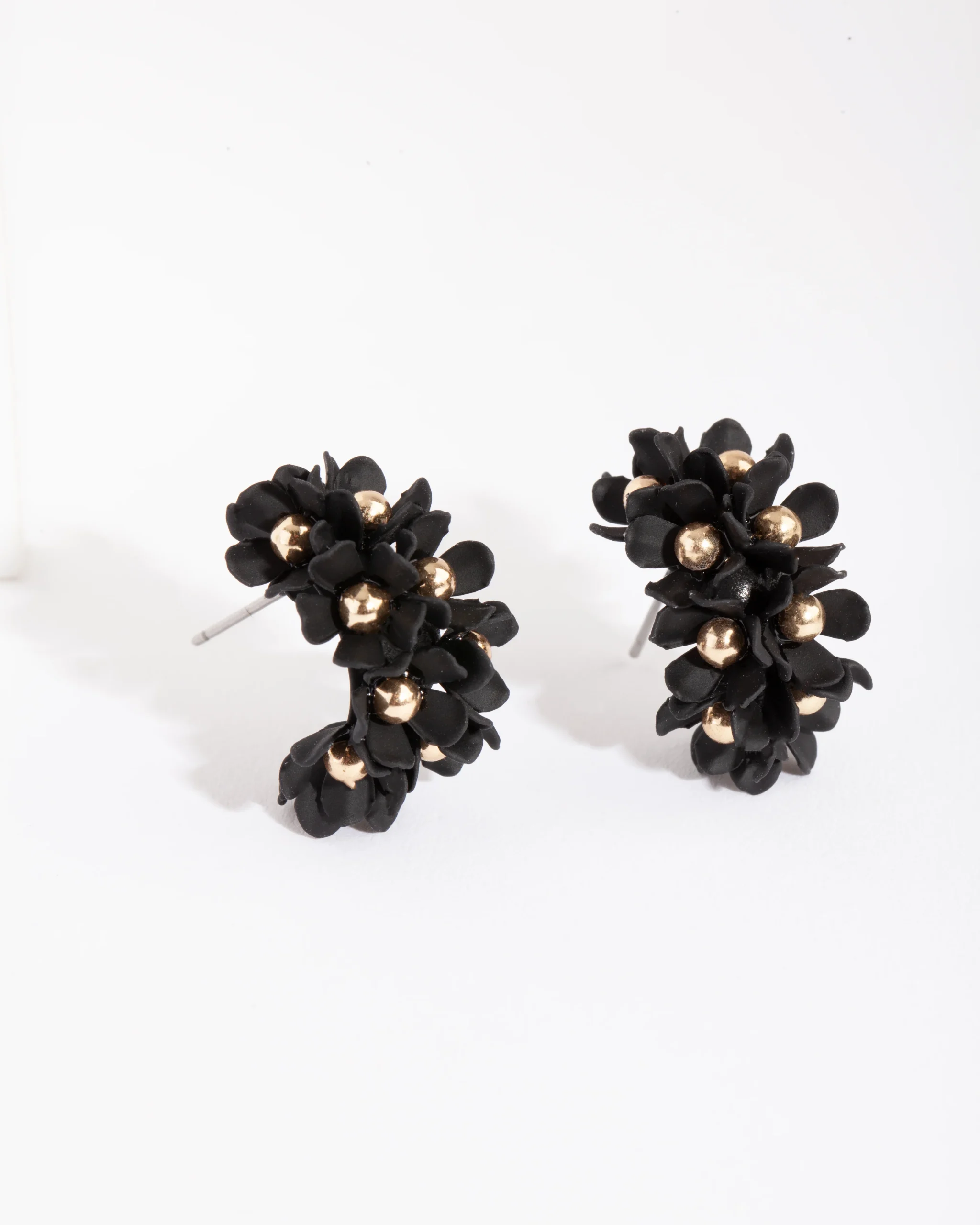 2409-black-mini-flower-cluster-hoop-earrings-3.webp Black Mini Flower Cluster Hoop Earrings