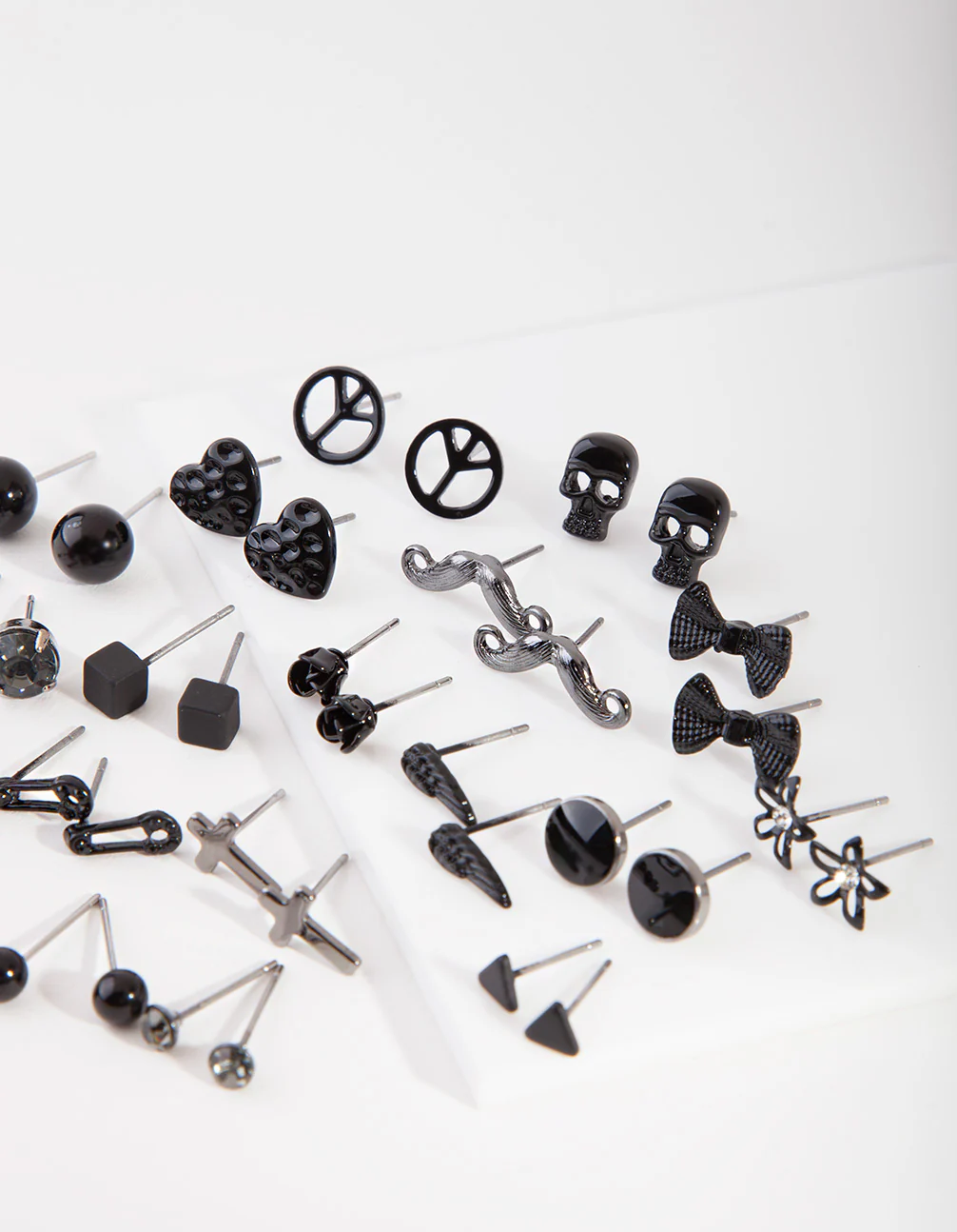 Black Mismatch Bowtie Earring 20-Pack