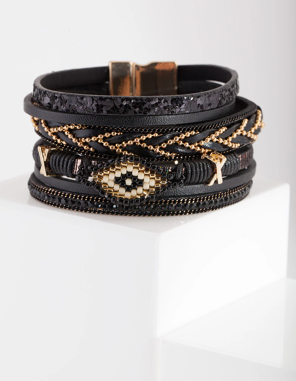 2421-black-multi-strand-cuff-bracelet-1.webp Black Multi Strand Cuff Bracelet