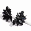 Black Navette Statement Stud Earrings