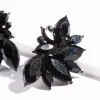 Black Navette Statement Stud Earrings