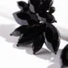 Black Navette Statement Stud Earrings