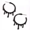 Black Paint Melt Hoop Earrings
