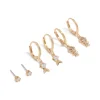 Gold Fish Cubic Zirconia Huggie & Stud Earrings 3-Pack