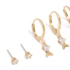 Gold Fish Cubic Zirconia Huggie & Stud Earrings 3-Pack