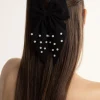 Black Pearl Bow Clip