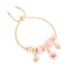 Gold Flower & Heart Charm Toggle Bracelet