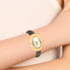 Black PU Leather Bubble Oval Watch