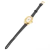 Black PU Leather Bubble Oval Watch