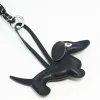 2443-black-pu-leather-sausage-dog-key-chain-2.webp Black PU Leather Sausage Dog Key Chain