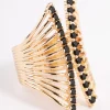 Black Ribbed Cage Ring