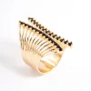 Black Ribbed Cage Ring
