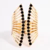 Black Ribbed Cage Ring