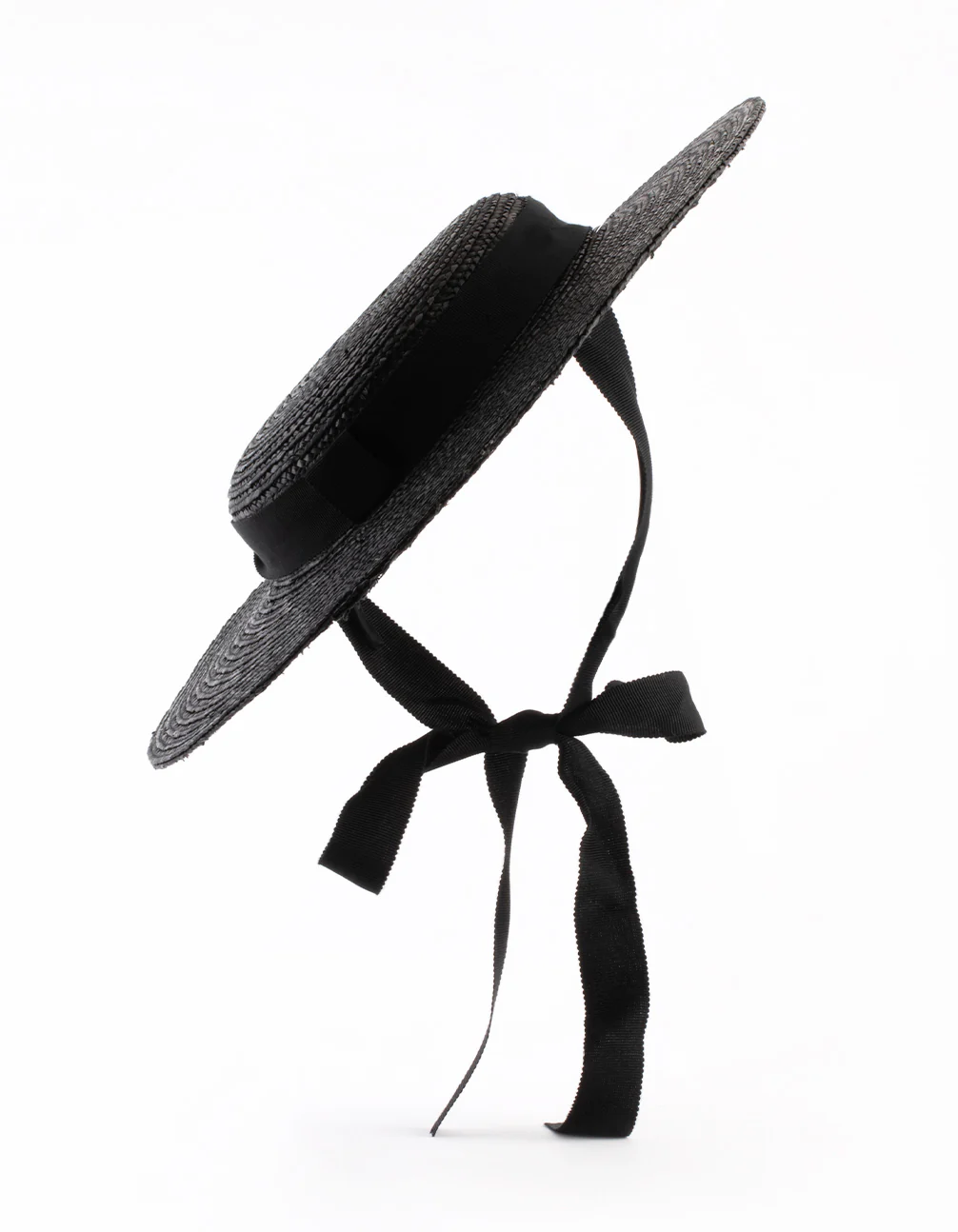 2452-black-ribbon-tie-braided-boater-hat-1.webp Black Ribbon Tie Braided Boater Hat
