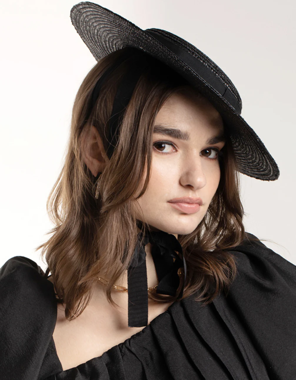 2452-black-ribbon-tie-braided-boater-hat-5.webp Black Ribbon Tie Braided Boater Hat