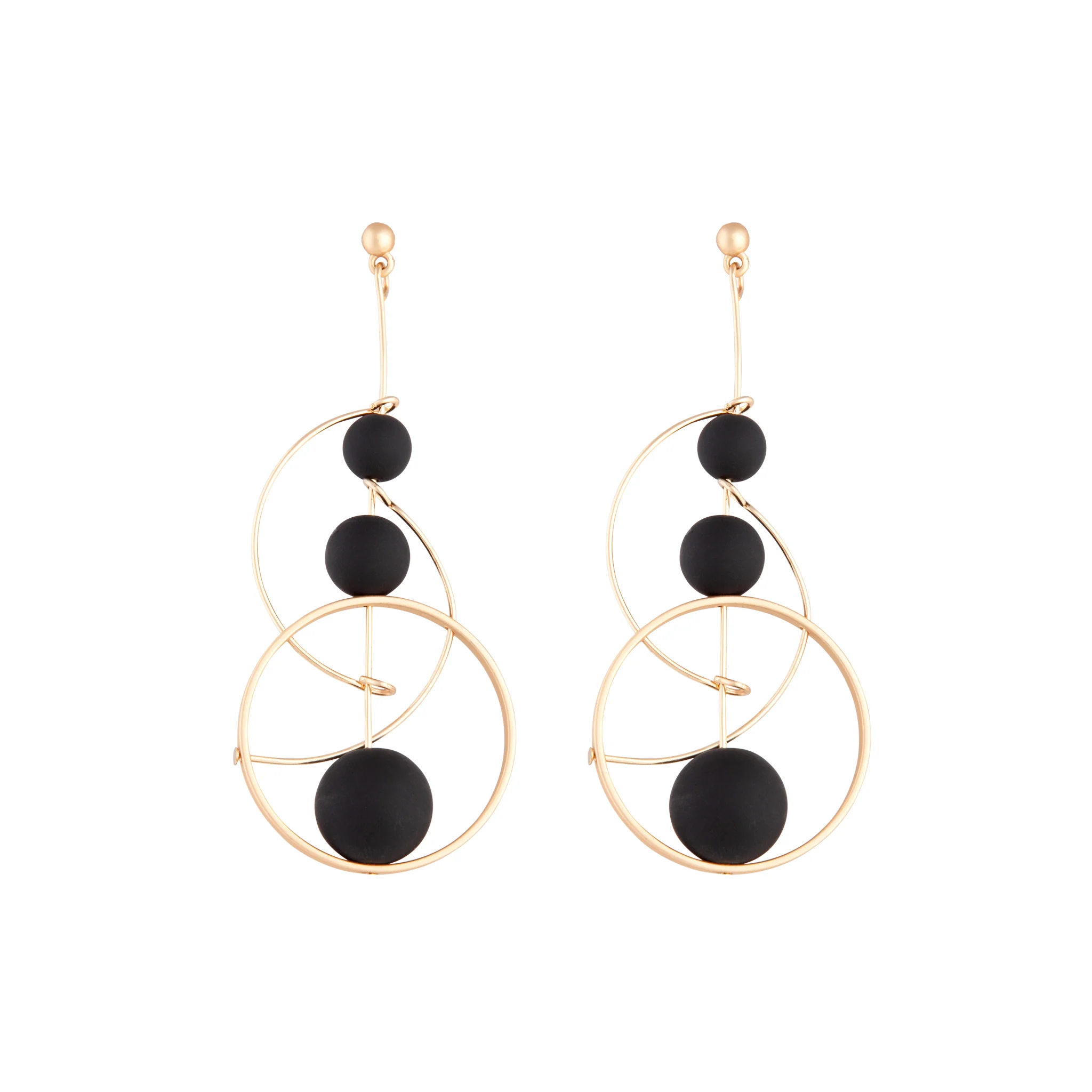 2453-black-rose-gold-ball-loop-stick-earrings-1.webp Black Rose Gold Ball Loop Stick Earrings