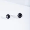 Black Round Stud Earrings